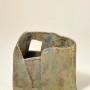 SKU: 13011-h Horizontal container with satin green/brown glaze with blue accents