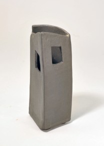 SKU: 13025-v Vertical container with matte, mottled rusty nail glaze