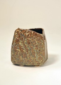 SKU: 13034-v Vertical container with textured iron / metallic grey glaze